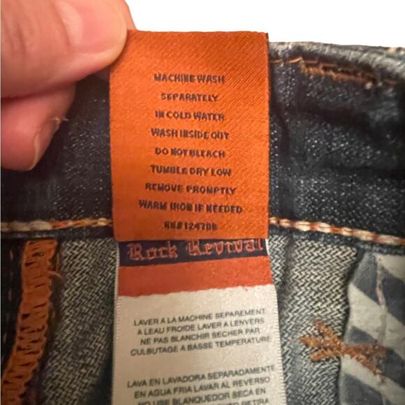 Rock Revival Jeans Mens 34 Casual Denim Embroided Distressed Boot Cut Pants - Picture 16 of 16